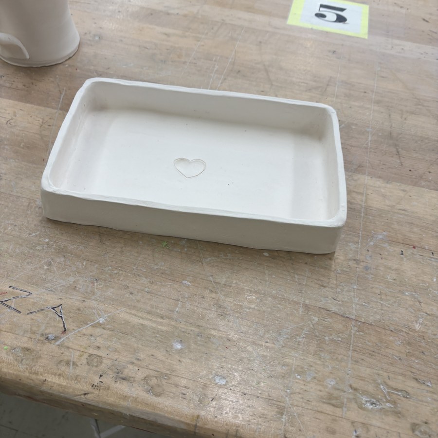 Slab — ceramic tray with heart detail